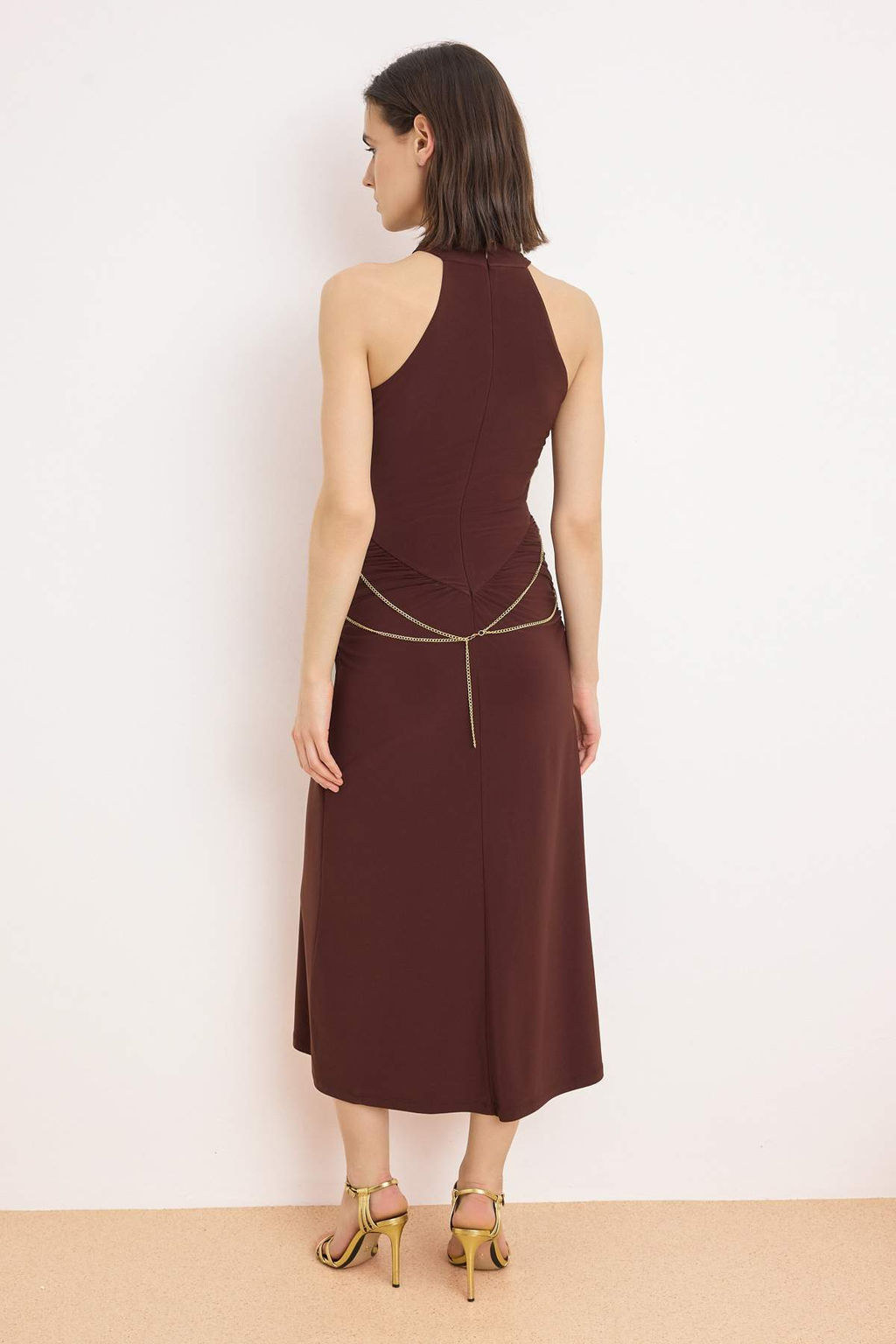 Kahverengi Aksesuar Detayl? Orme S?k/Gece Elbise TPRSS26EL00079