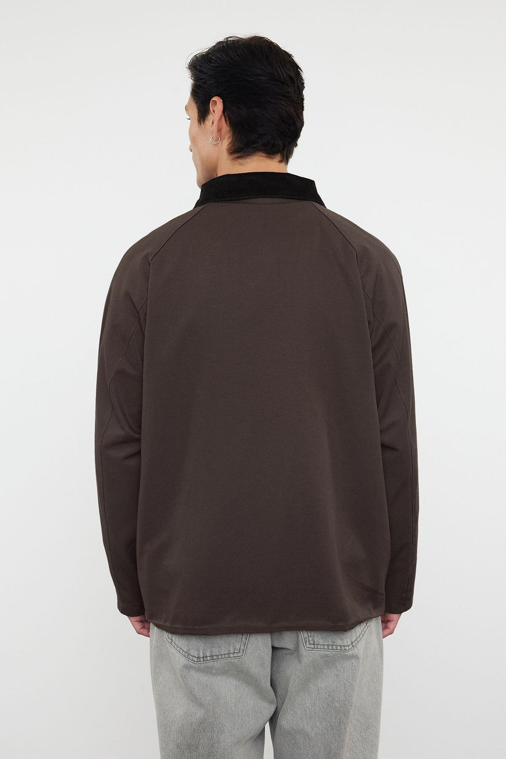 Haki Regular Fit Kadife Yaka Detayl? Mevsimlik Unisex Mont TMNAW25MO00017 - Trendyolmilla фото 4