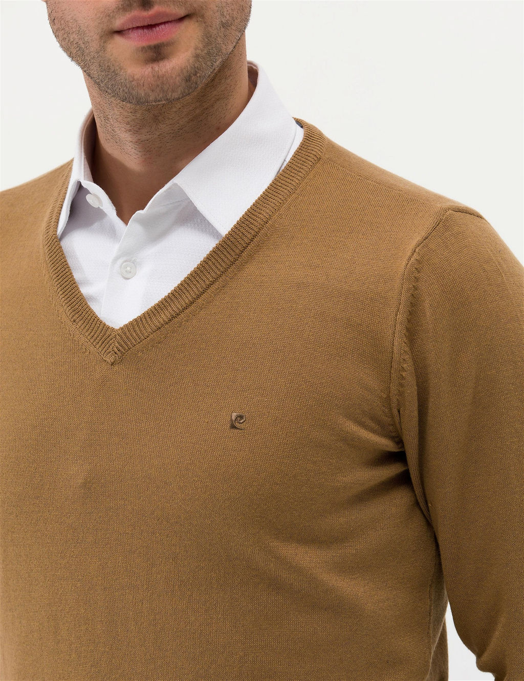 Camel Melanj Slim Fit V Yaka Basic Triko Kazak - Pierre cardin фото 7