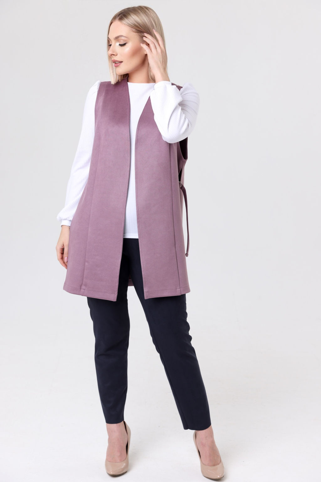 Жилет эко-замша 4241/02/Пыльно-голубой - Rise фото 11