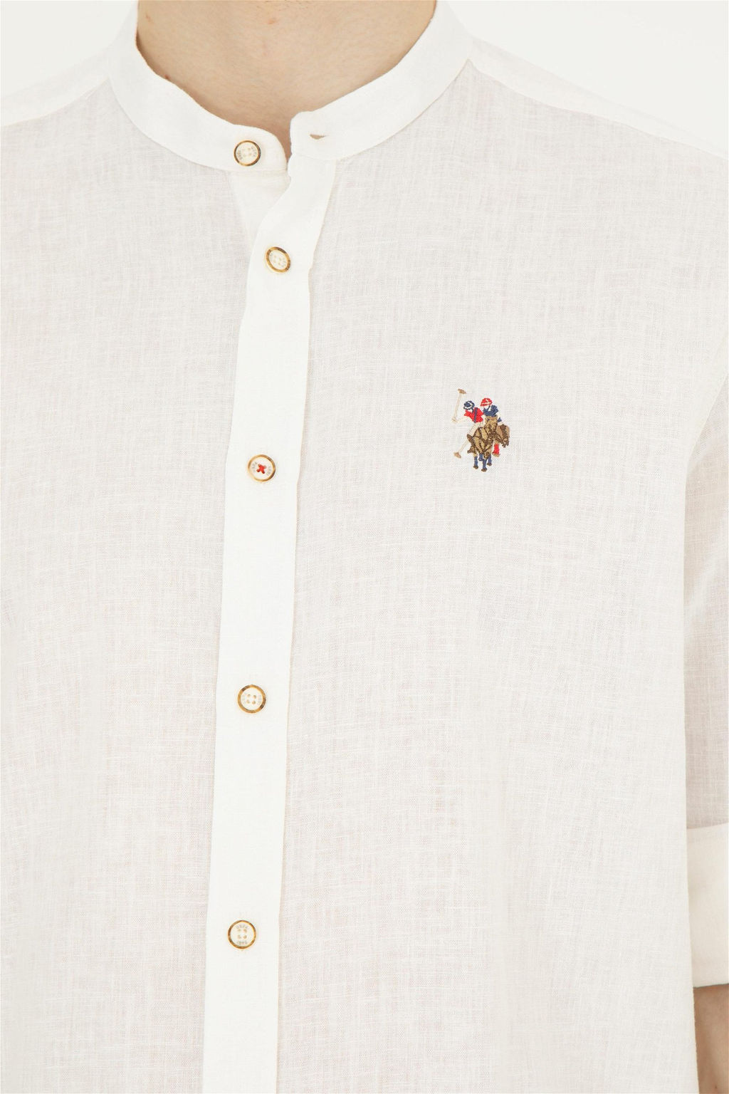 Мужская рубашка с длинным рукавом цвета экрю Неожиданная скидка в корзине - U.s. polo assn фото 7