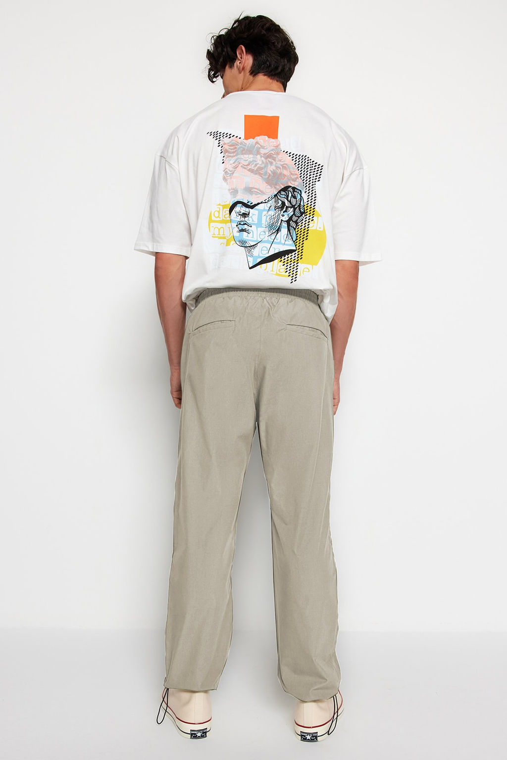 Ac?k Haki Lastikli Beli Baglamal? Jogger Fit Baggy Parasut Pantolon TMNSS23PL00045