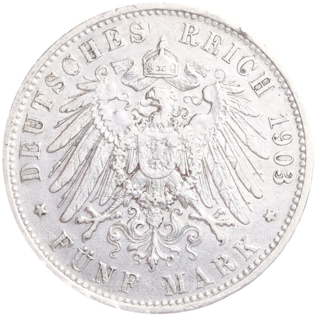 Монета 5 марок 1903 года D Германия (Бавария)