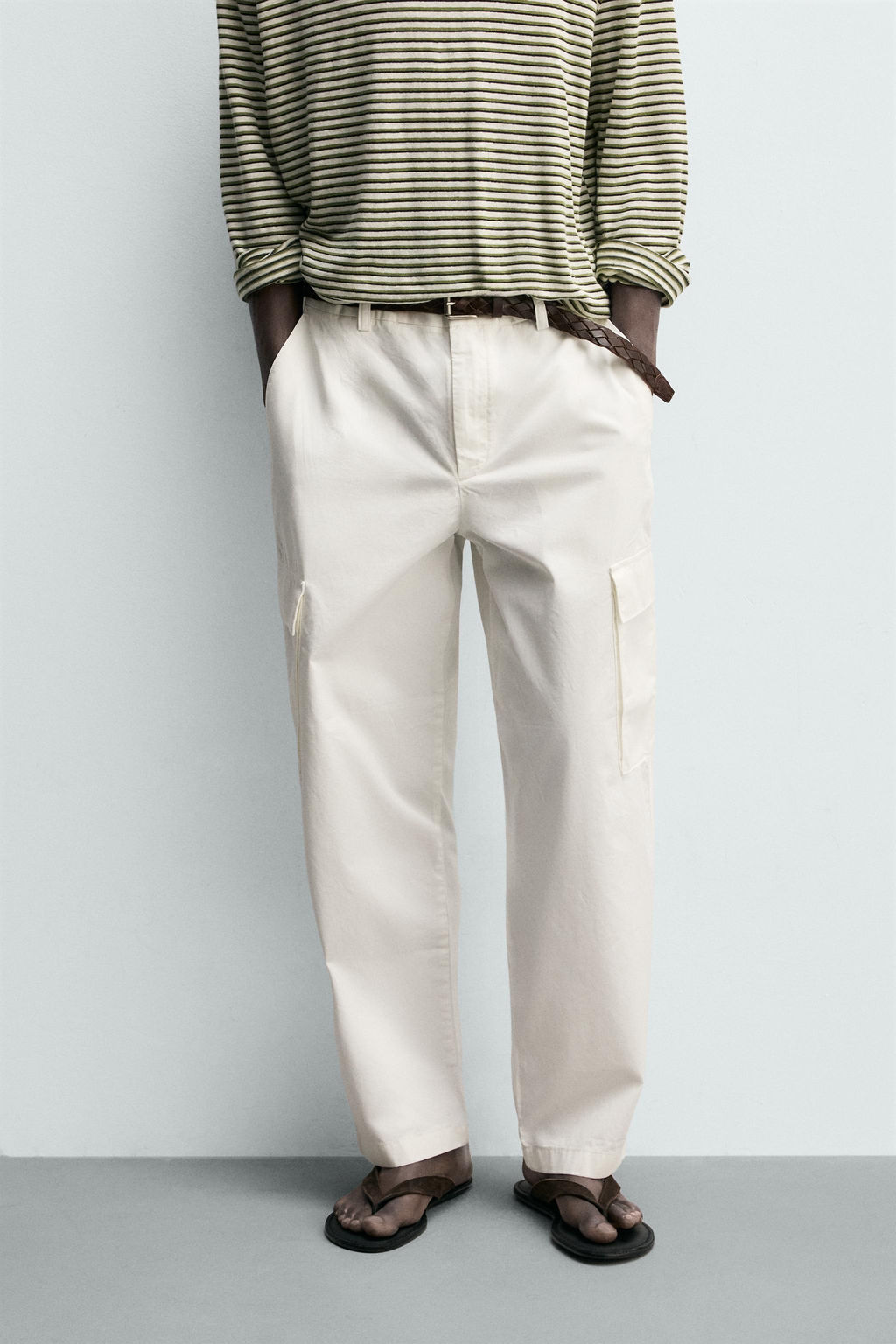 PANTAL?N CARGO REGULAR FIT / Blanco roto - Zara фото 2