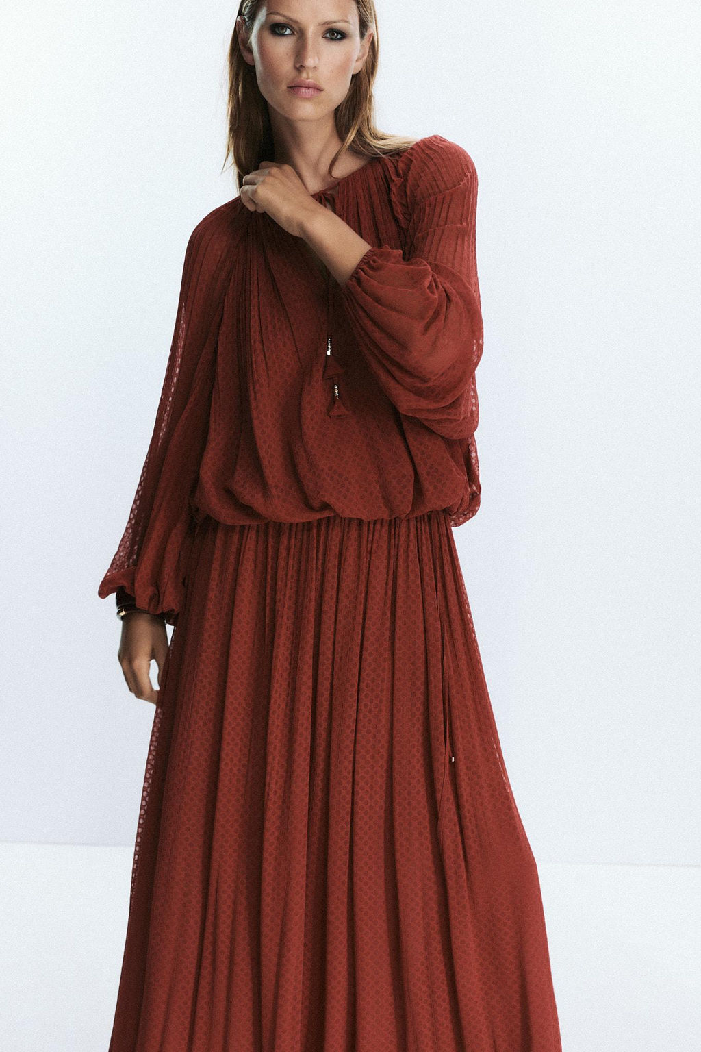 BELTED PLEATED MIDI SKIRT - Zara фото 3
