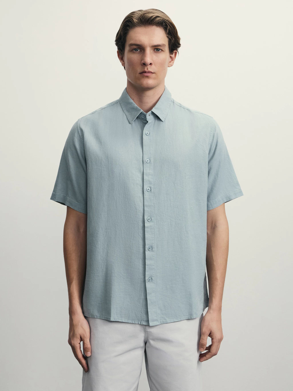 Рубашка regular fit со льном / Zarina  фото 4