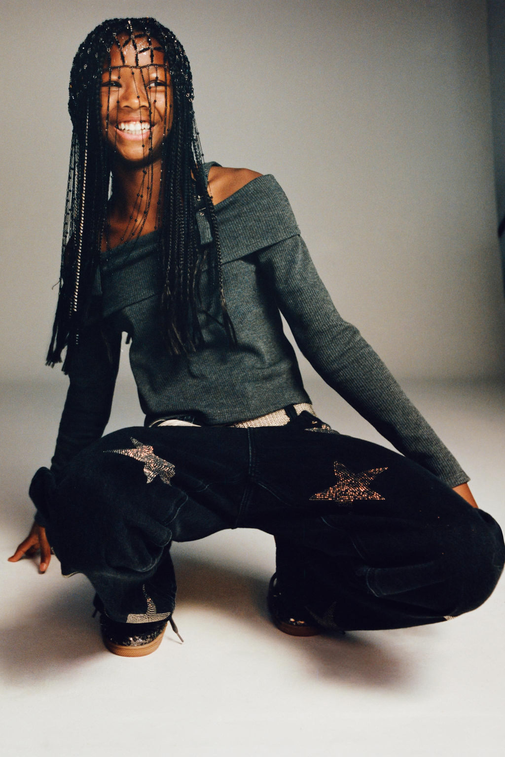 WIDE-LEG JEANS WITH SPARKLY STARS - Zara фото 5