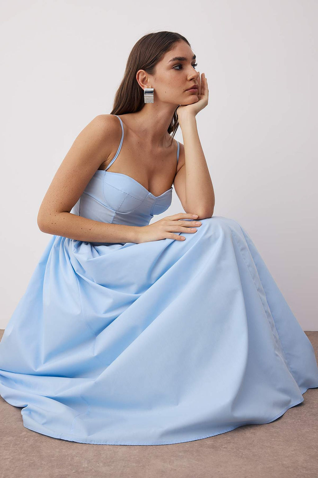 TRENDYOLMILLA Siyah A-Kesim Poplin Dokuma Midi S?k Elbise TPRSS24EL00294 фото 10