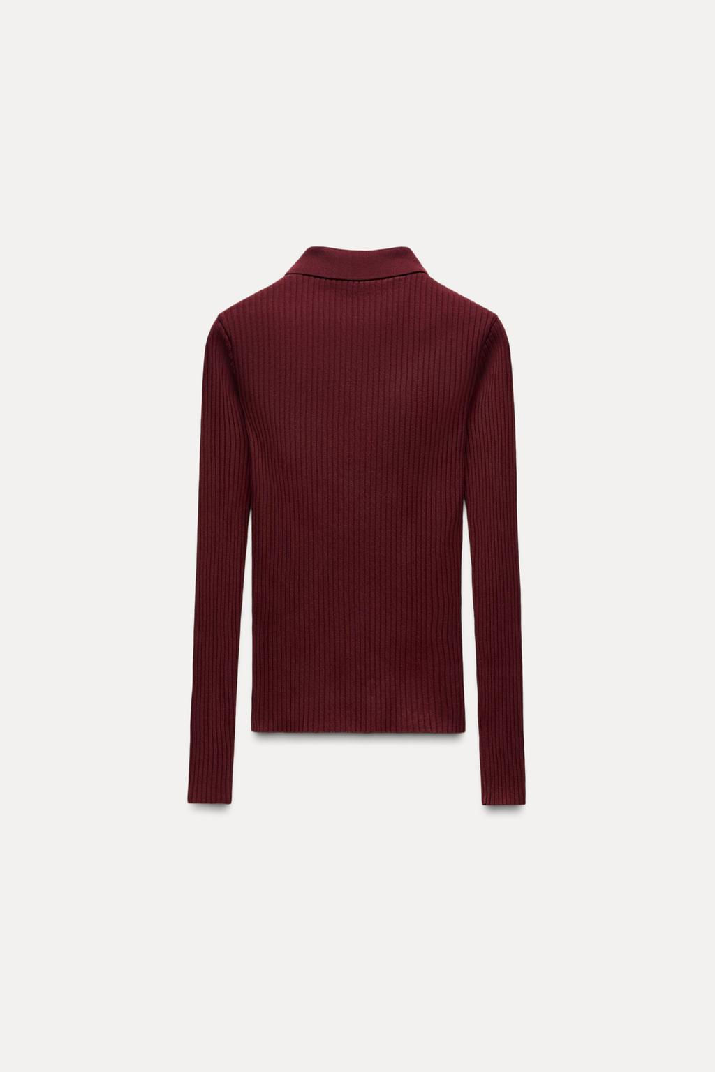 RIBBED POLO NECK T-SHIRT - Zara фото 18