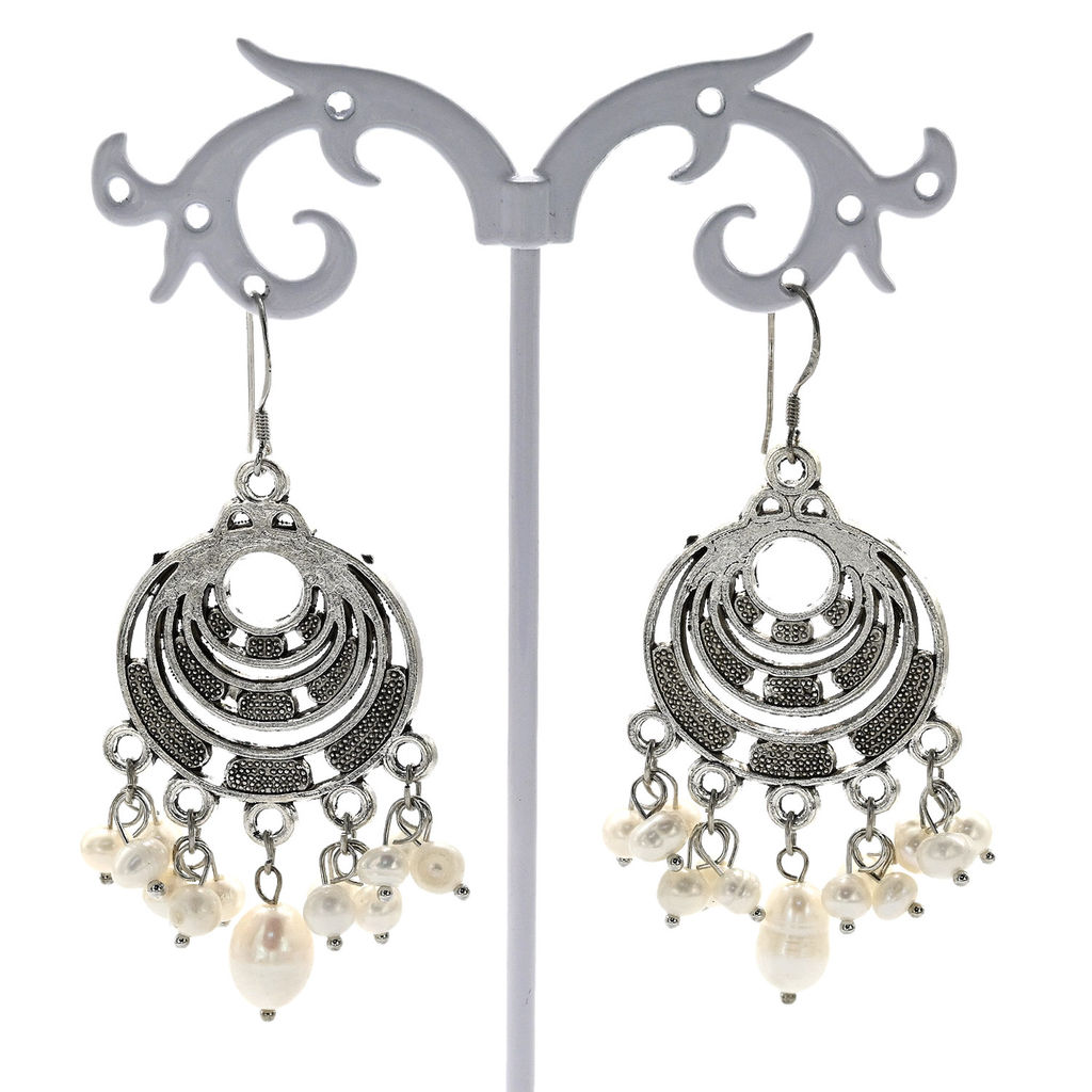 Серьги с жемчугом круг Винтажные, 11,5г