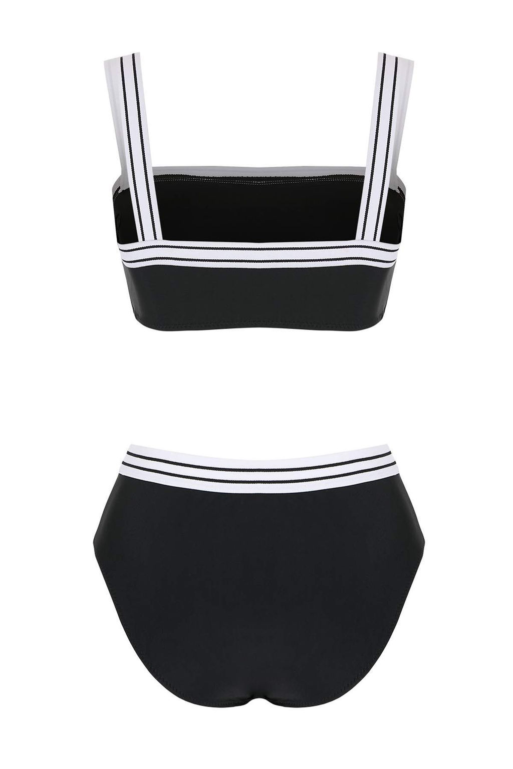 Siyah-Beyaz Bask?l? Balconette Brief Yuksek Bel Kaps?z Bikini Tak?m? TBESS26BT00204 - Trendyolmilla фото 2