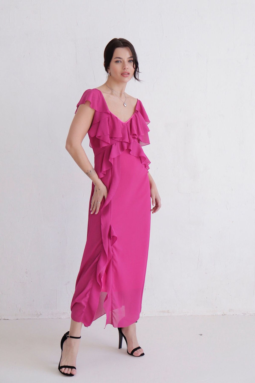 Платье с воланами малиновое - Martichelli фото 11