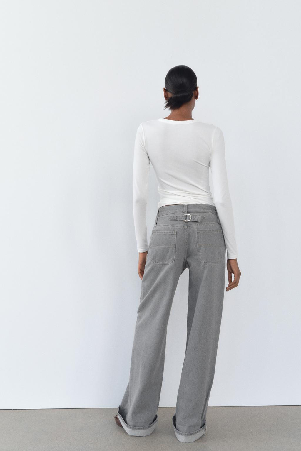 TRF HIGH-WAIST WIDE-LEG JEANS WITH BELT LOOP - Zara фото 5