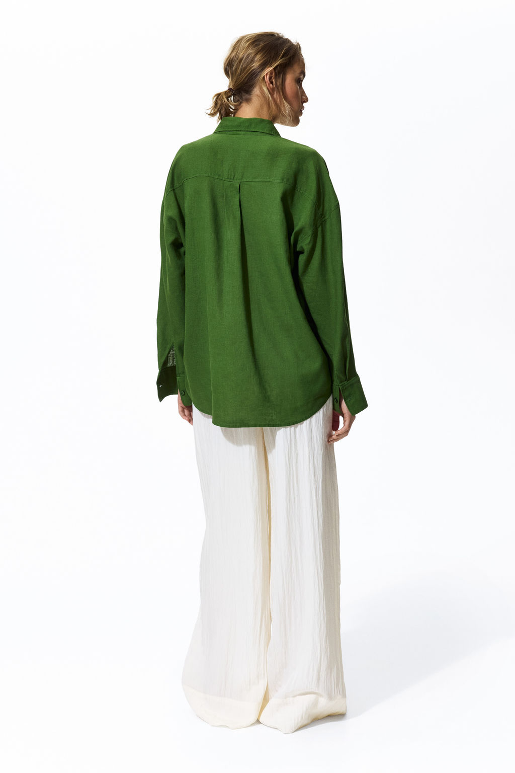 Camisa oversize en mezcla de lino - H&m фото 6