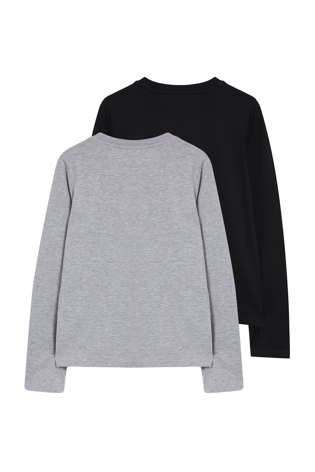 Siyah-Gri 2li Paket %100 Pamuk Bisiklet Yaka Regular/Normal Kesim Orme T-Shirt TWOAW25TS00001