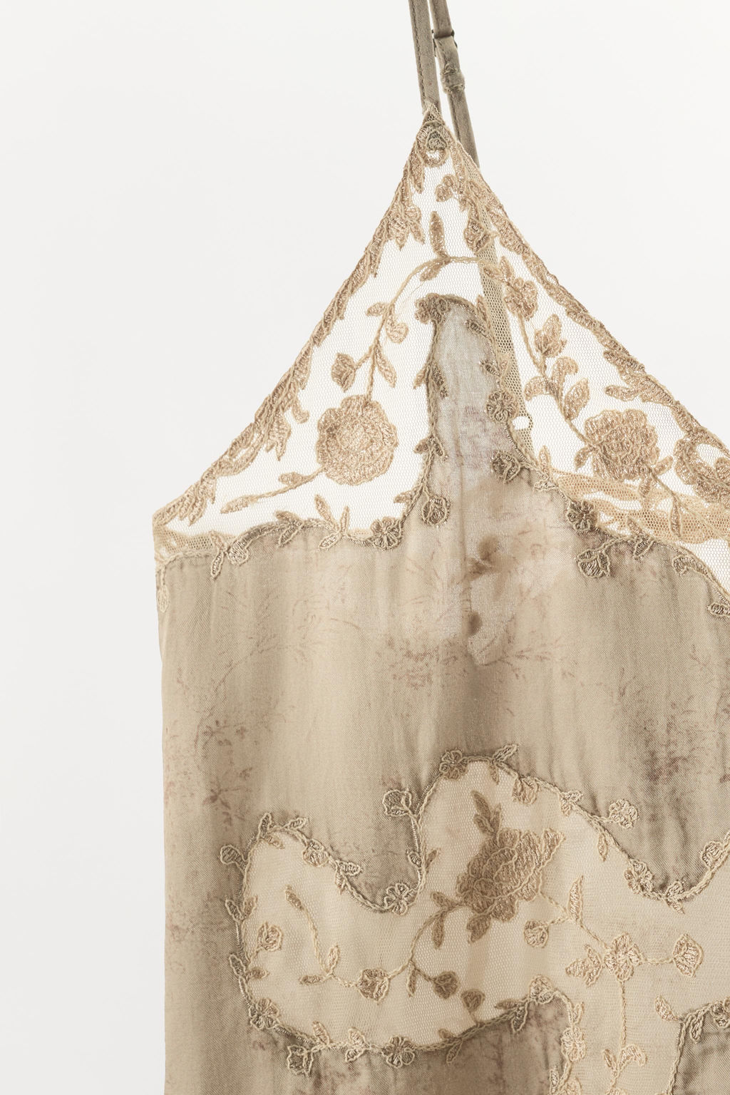 TOP LENCERO BORDADOS ZW COLLECTION / Gris / Beige