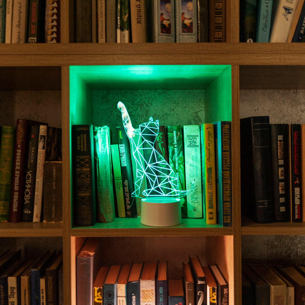 ULI-M501 RGB/3AAA CATTY/WHITE Светильник декоративный с эффектом 3D Кошка, на батарейках 3AAA (не в/к). 1 светодиод. RGB свет. USB кабель в/к. TM Uniel - Volpe фото 11