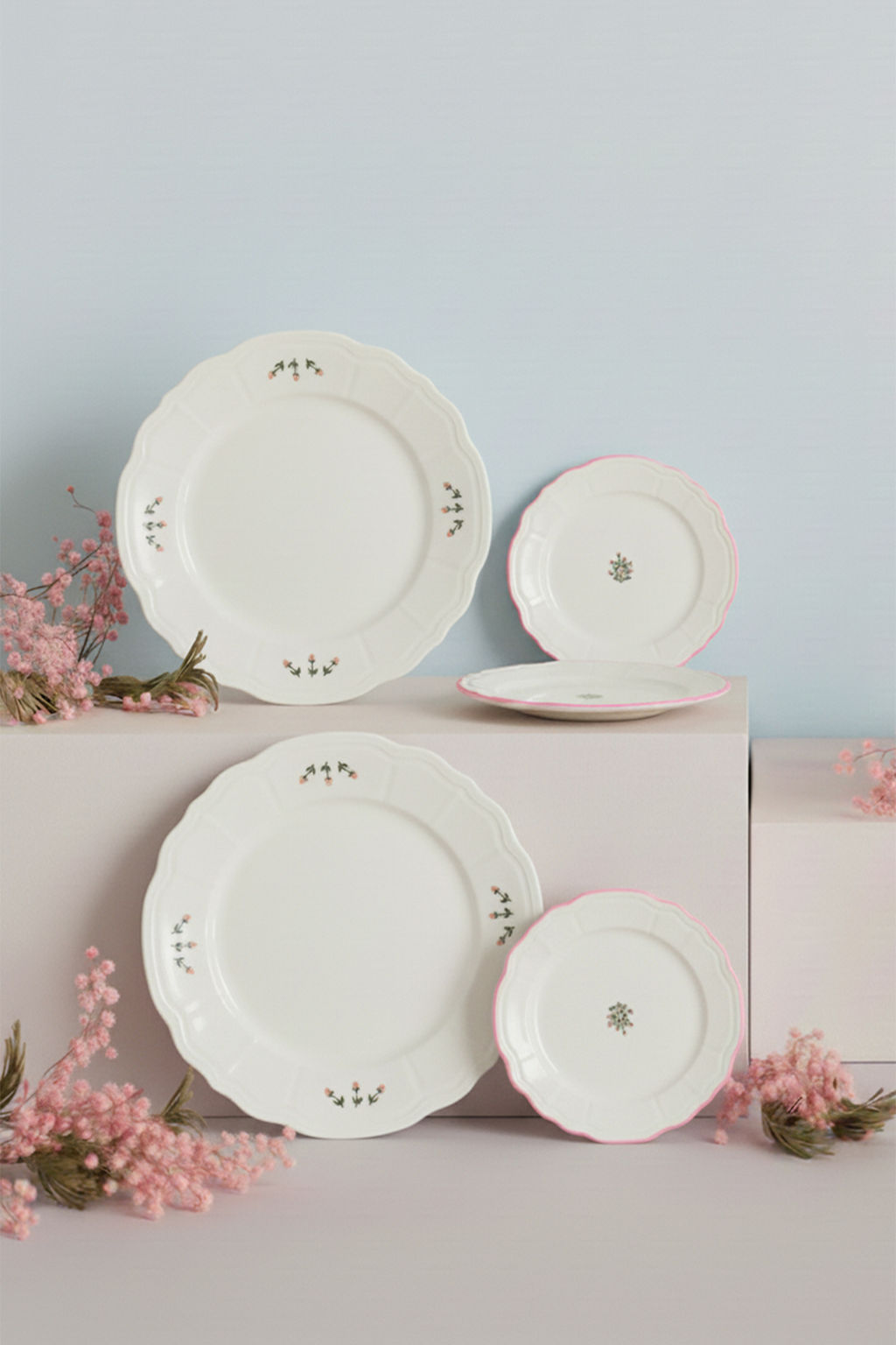 Trendyolmilla Home 2li Porselen Cicek Bask?l? Pasta Tabag? 20 cm & 2li Porselen Servis Tabag? 26 cm TPHSS25TBK00023  фото 2