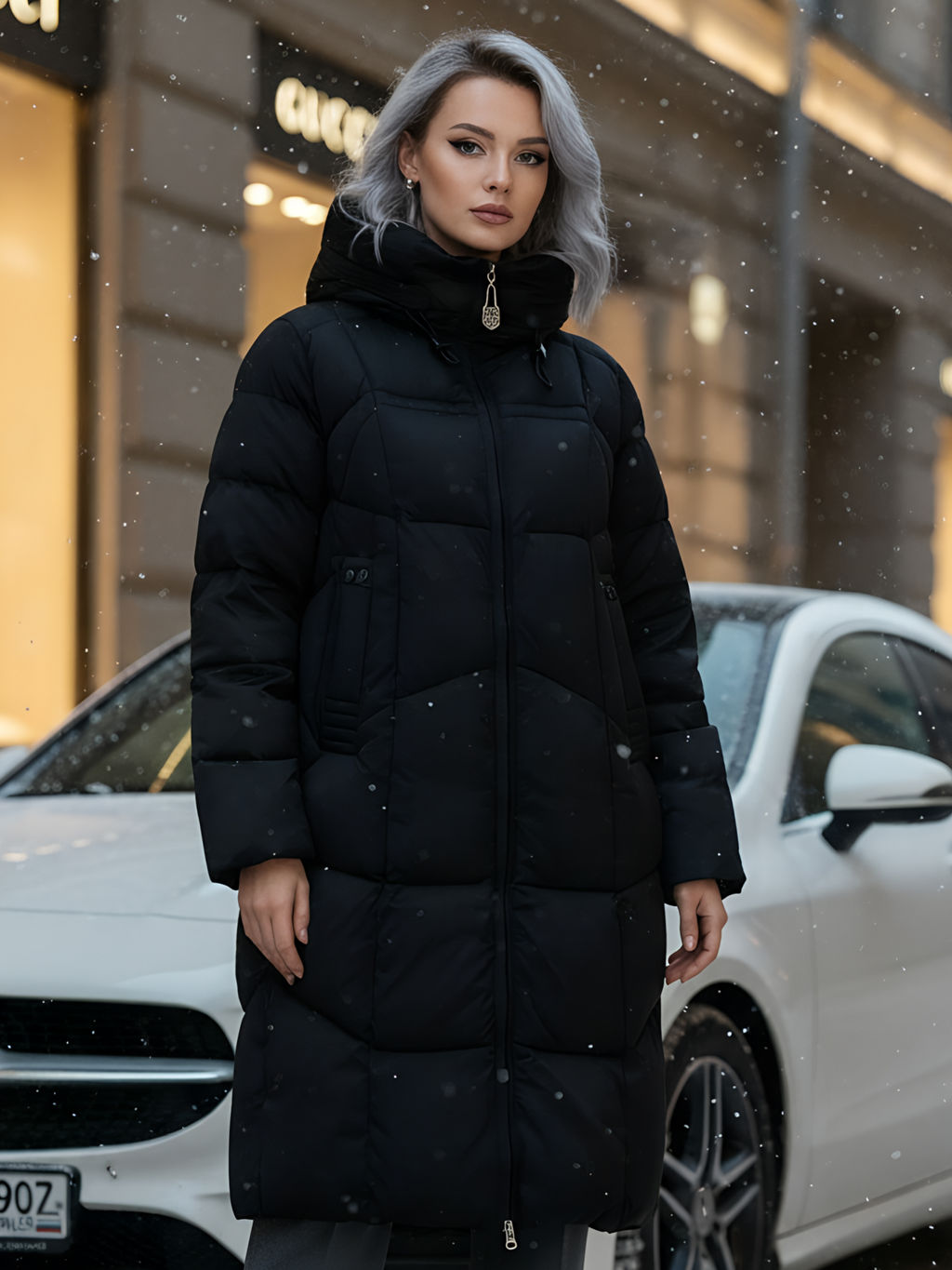 Пальто зимнее Visdeer 7702Ch женское утепленное 240 г/м² черное  фото 19
