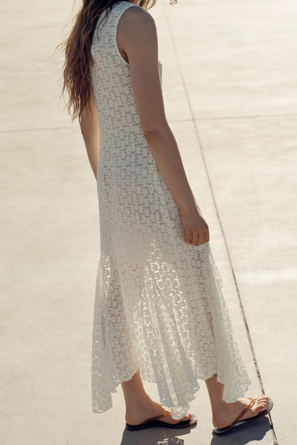 VESTIDO LARGO ENCAJE / Blanco roto - Zara фото 3