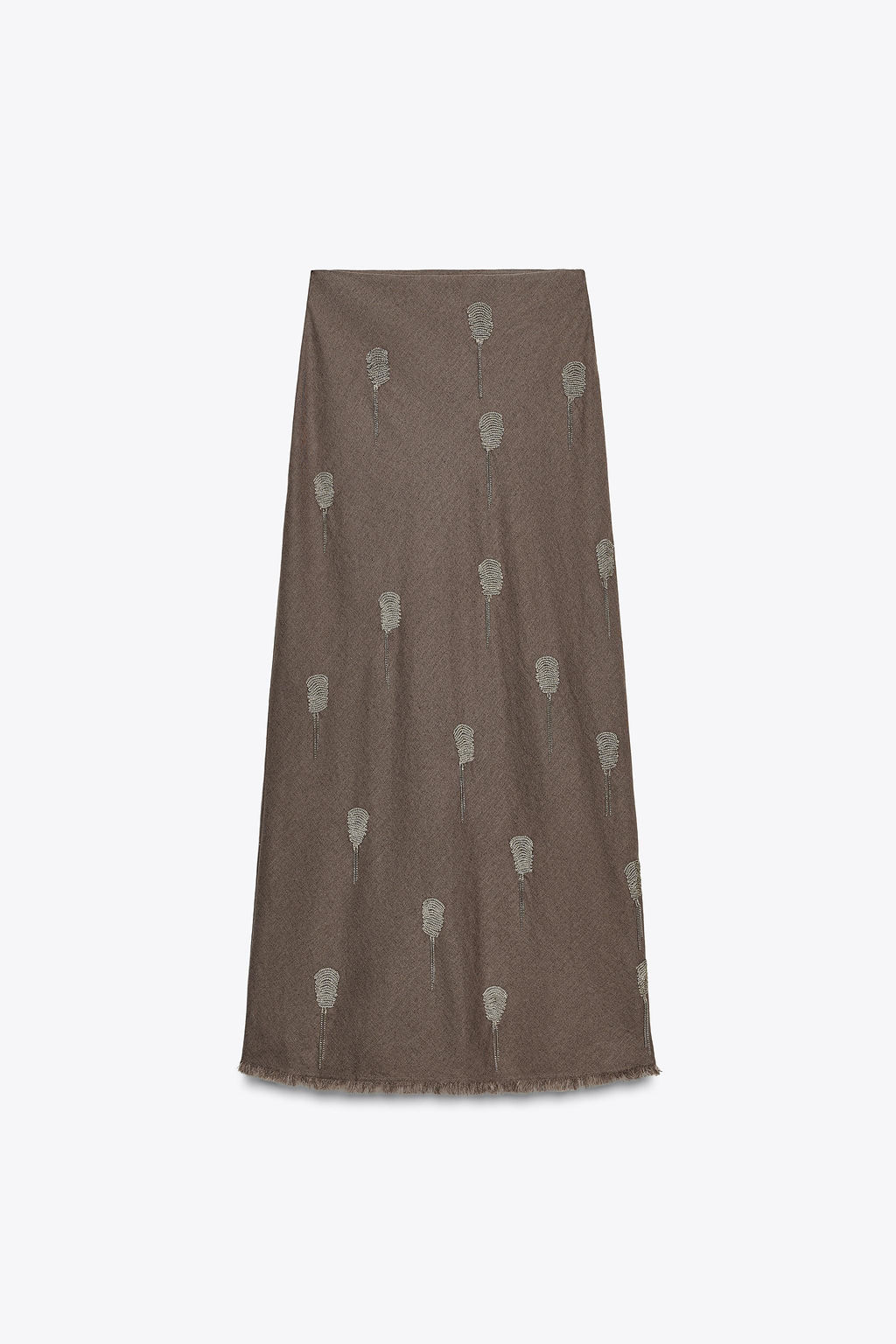 ZW COLLECTION EMBROIDERED LINEN BLEND SKIRT - Zara фото 5