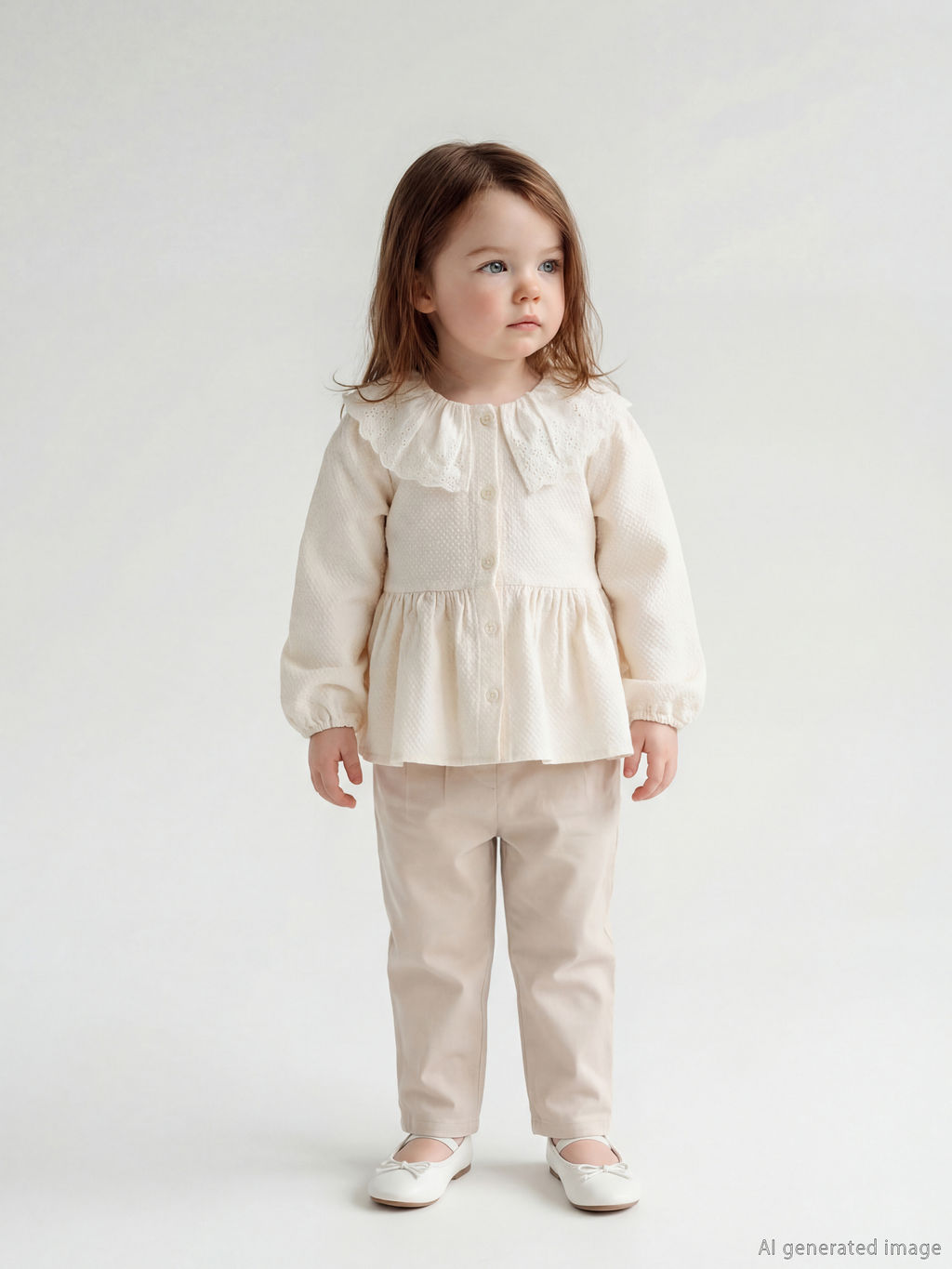 Bebe Yaka K?z Bebek Bluz ve Pantolon