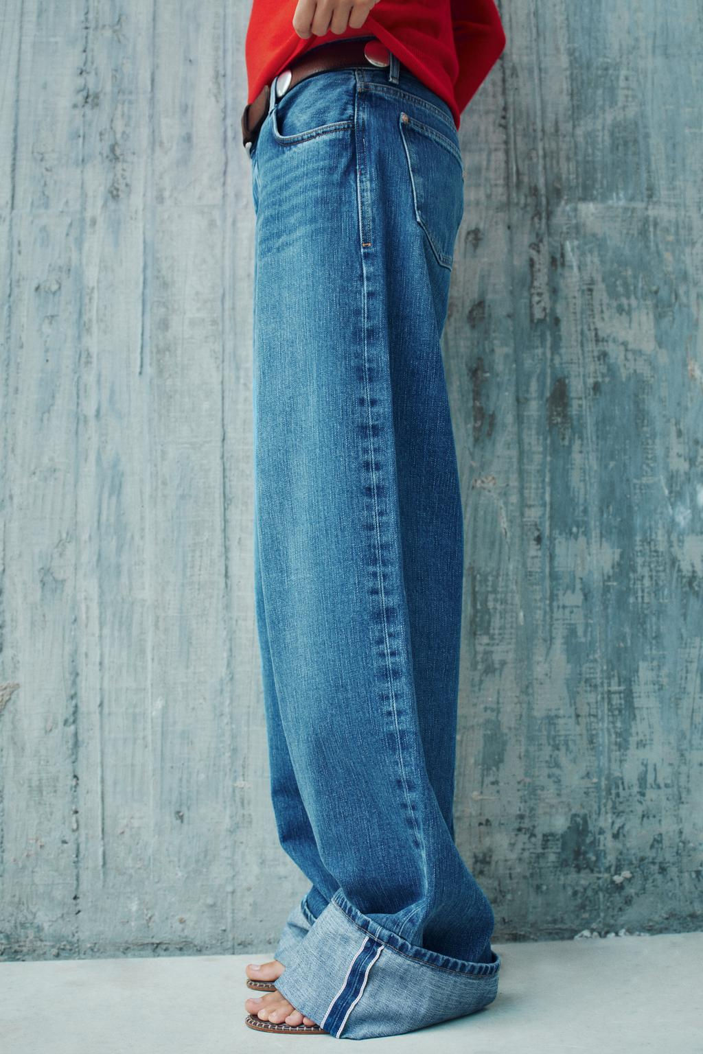 Z1975 SELVEDGE LOOSE WIDE-LEG MID-WAIST JEANS - Zara фото 10