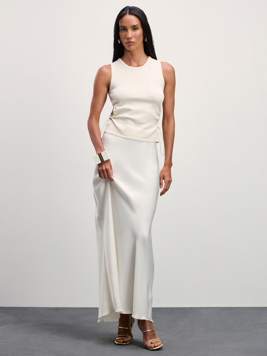 Вязаная майка с вырезами на талии / Zarina  фото 3