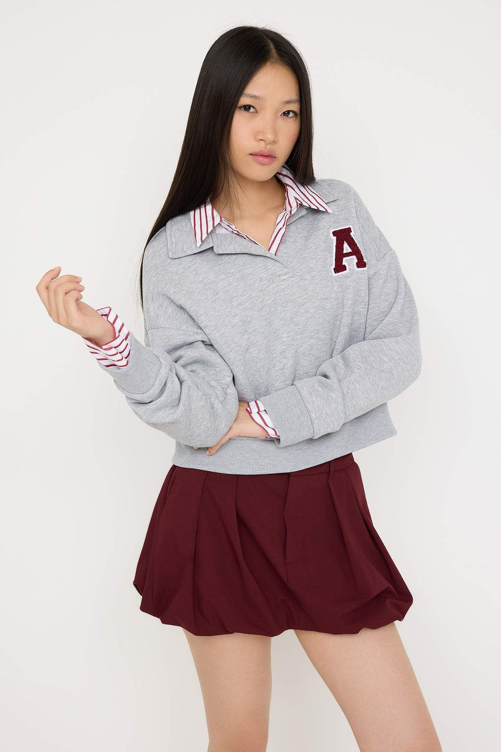 Teen Siyah Duz Regular/Normal Kal?p Orme Sweatshirt TWOAW26SW00049