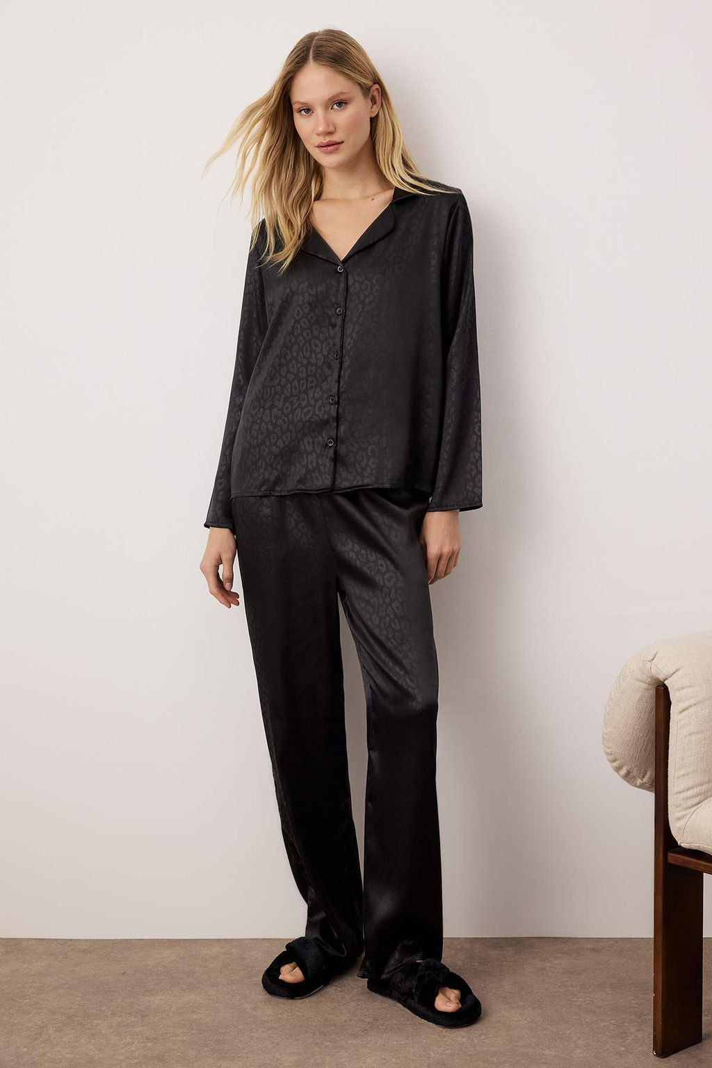 Beyaz Zebra Desenli Saten Dokuma Pijama Tak?m? THMAW24PT00001 - Trendyolmilla фото 12