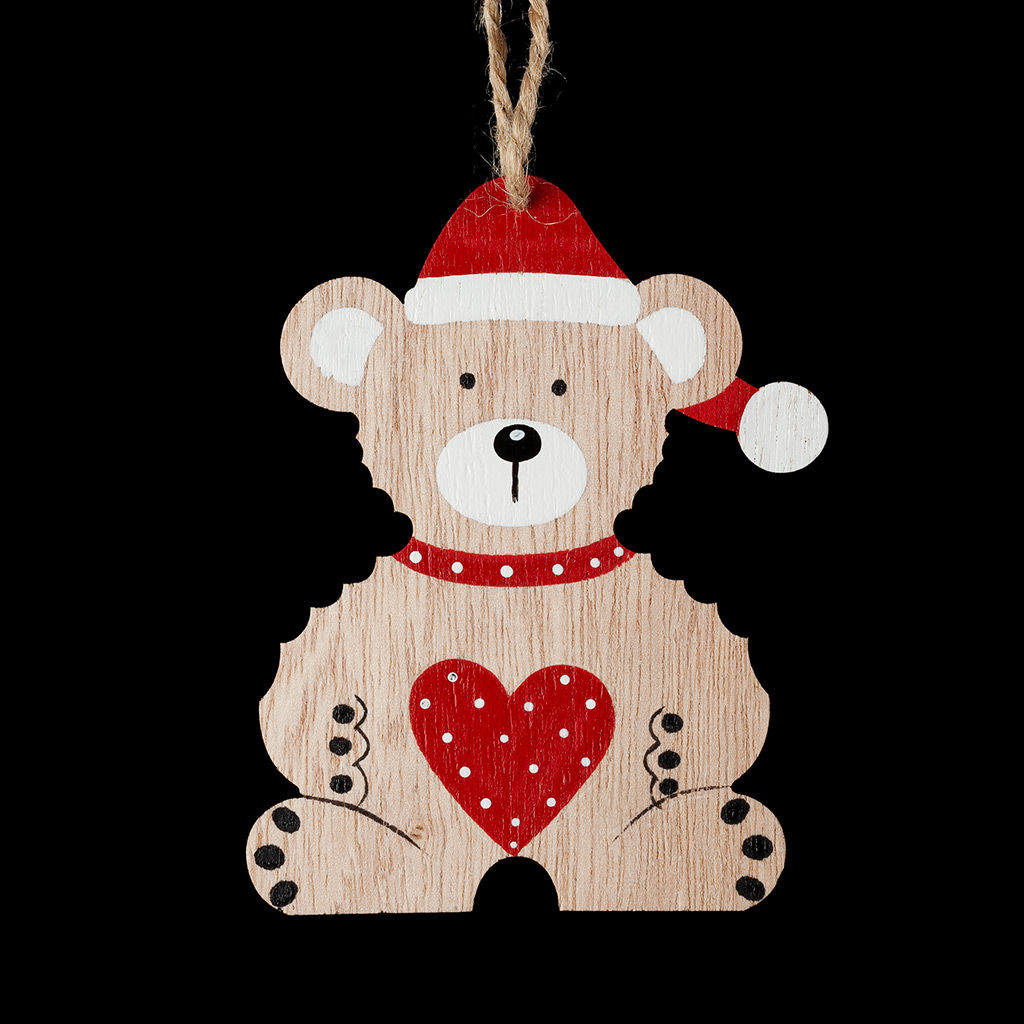 Цена за 1 шт. Украшение ErichKrause Decor Медвежонок с сердцем 12см, дерево