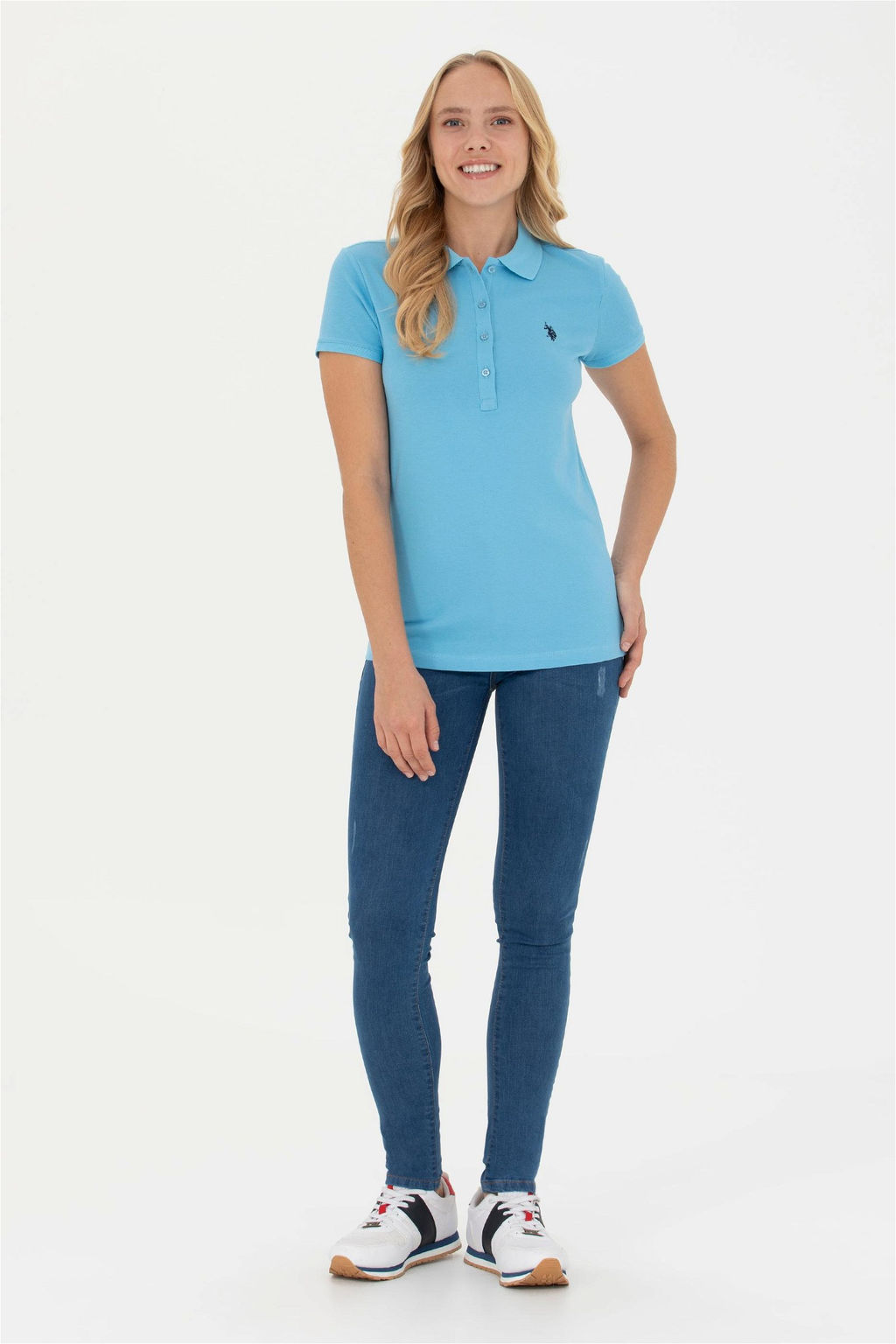 Женская базовая футболка бирюзового цвета - U.s. polo assn фото 4