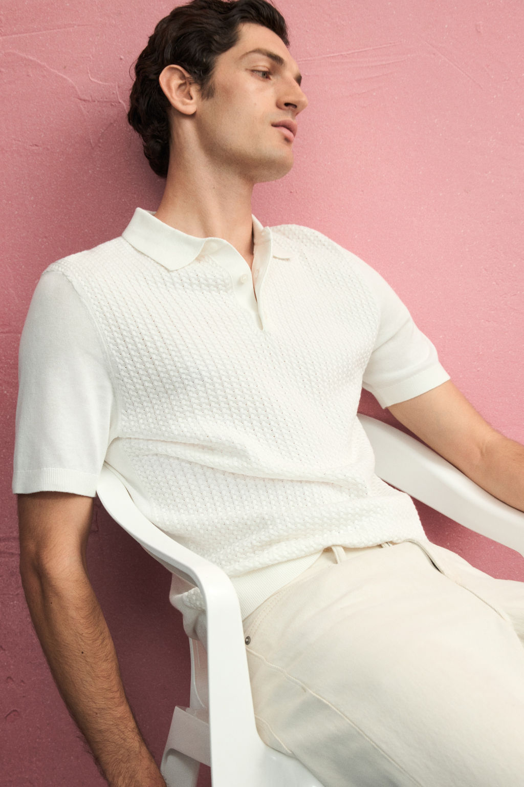 Polo en punto trenzado Slim Fit - H&m фото 4