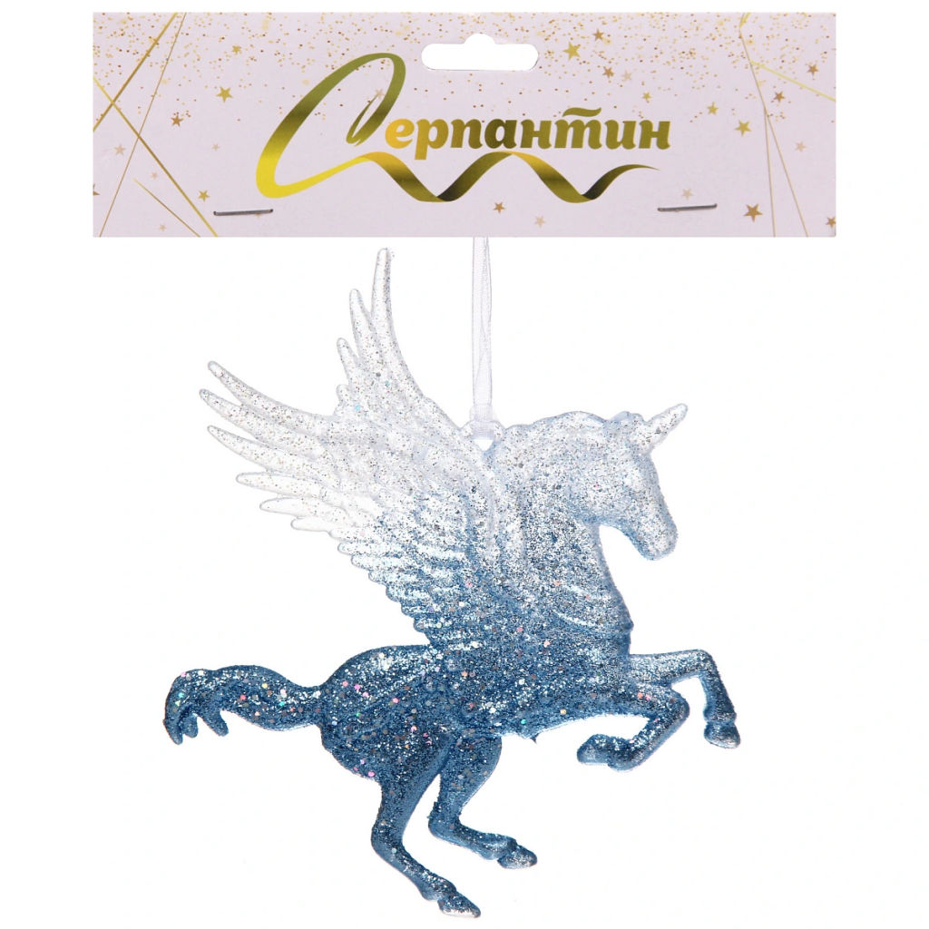 Подвеска "Волшебный Пегас" 13*12,5 см, Белый/Голубой