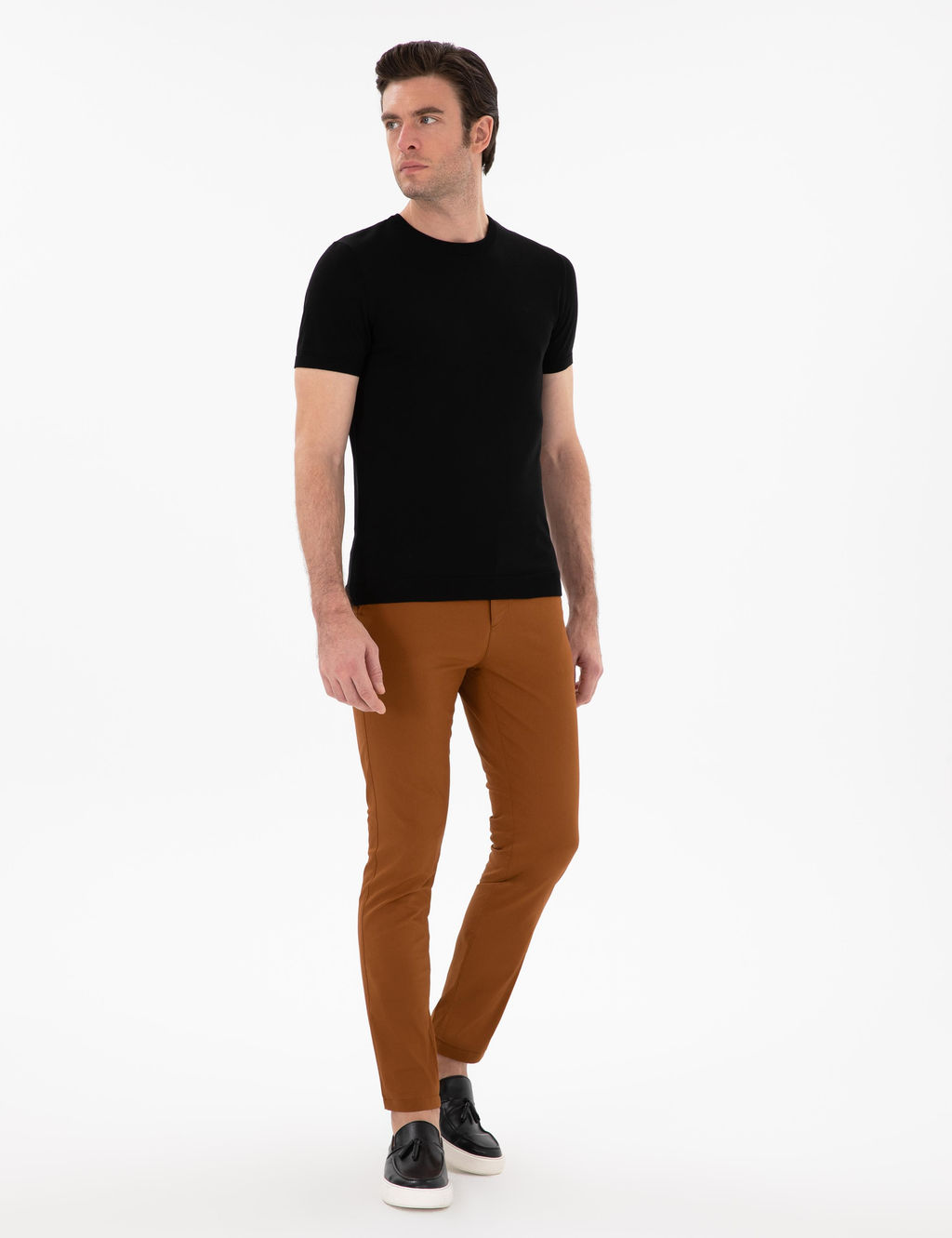 Siyah Slim Fit Bisiklet Yaka Triko T-shirt - Cacharel фото 4