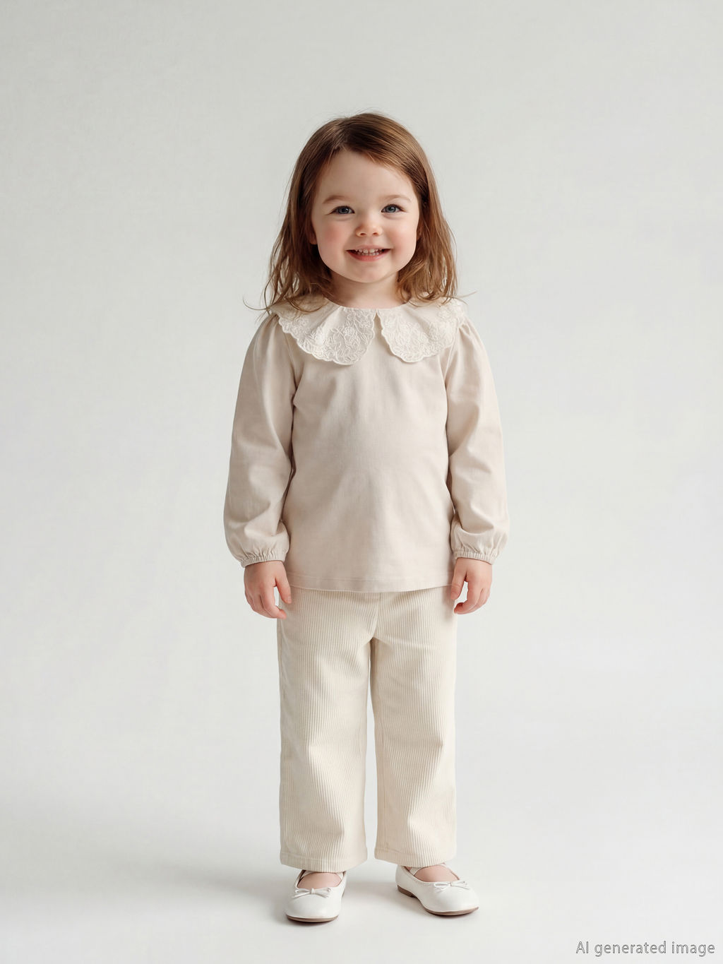 Bebe Yaka K?z Bebek Bluz ve Kadife Pantolon