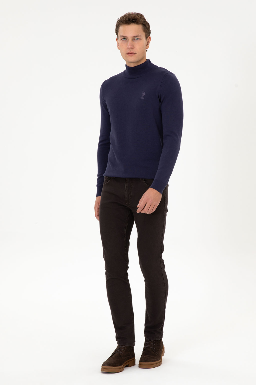 Erkek Slim Fit YarДm BalДkГД Yaka MГrdГm Basic Kazak - U.s. polo assn фото 4