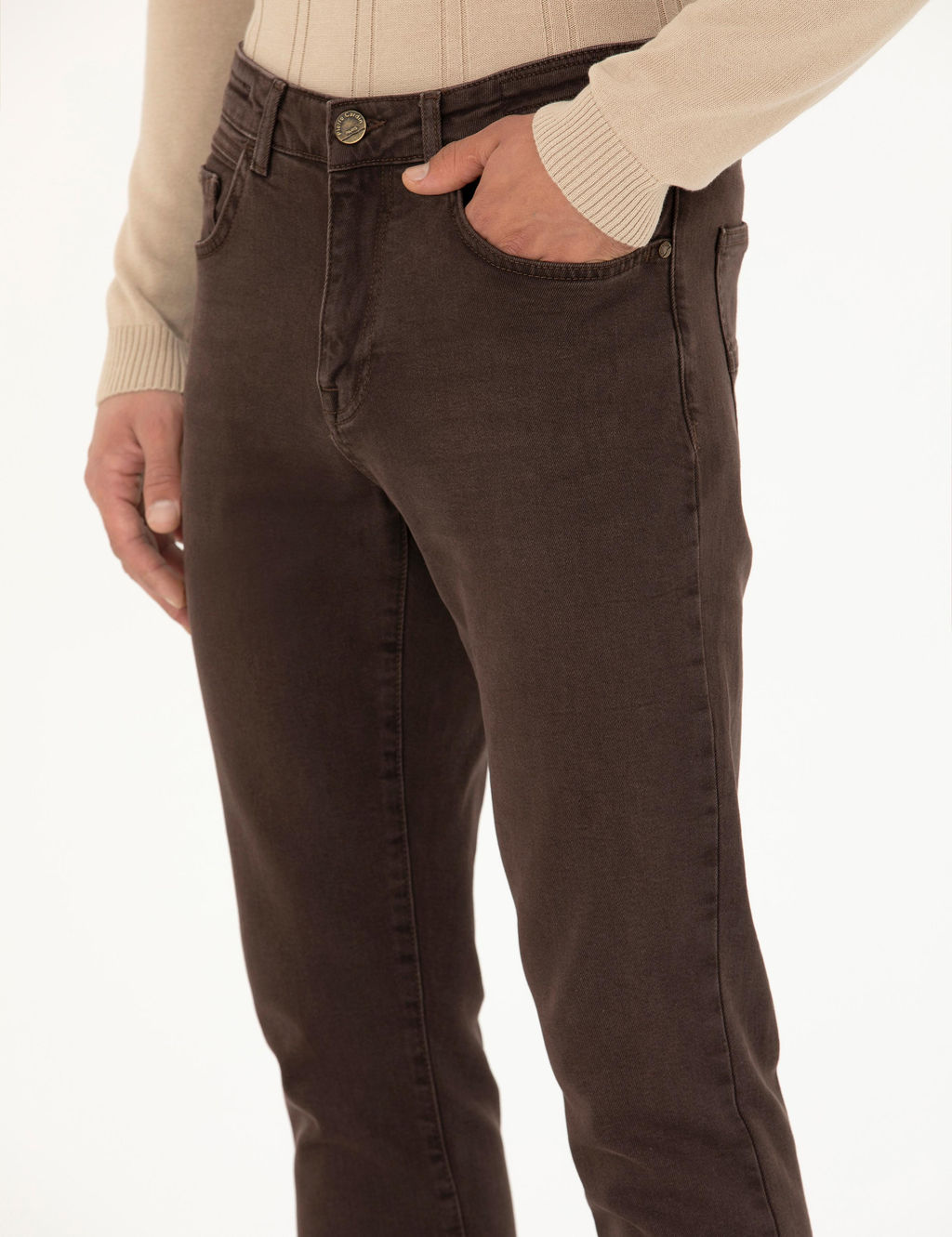 Kahverengi Slim Fit Jean Pantolon