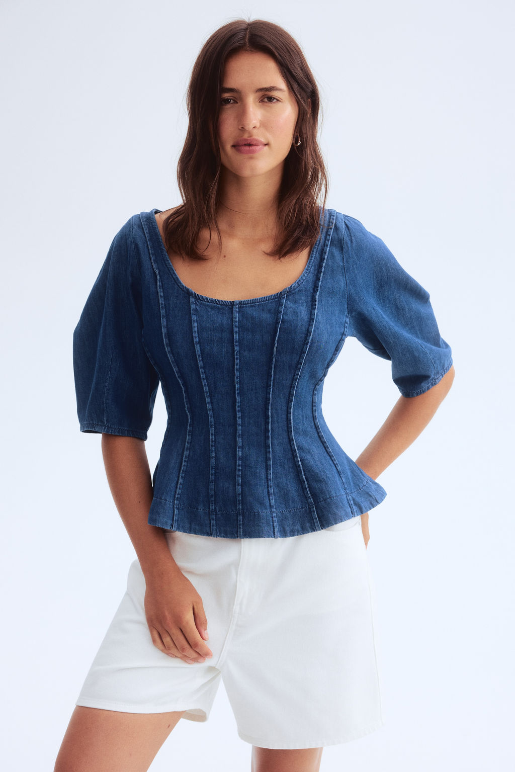 Blusa denim con peplum - H&m фото 3