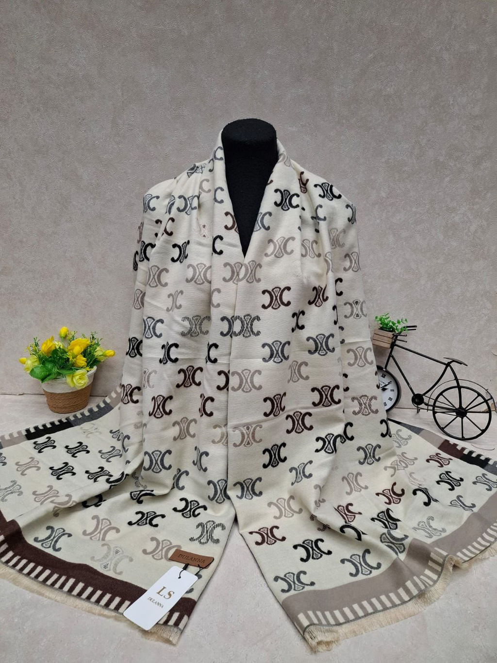 Тёплый палантин из кашемира, мультицвет