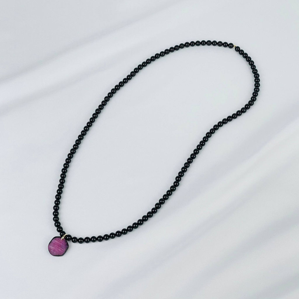 Бусы мужские из Турмалина и Корунда 70 см