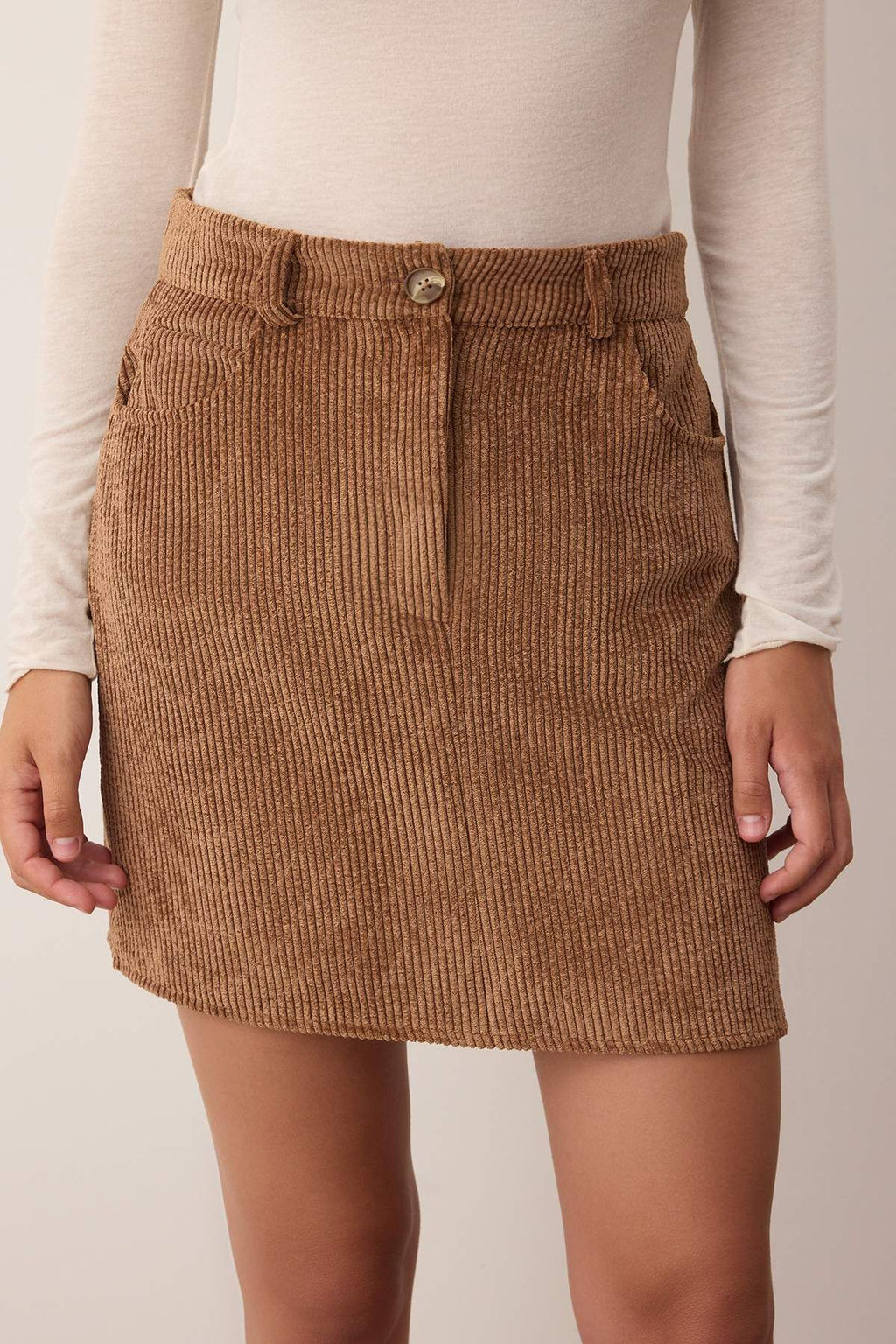 Kahverengi Kalem Fitilli Kadife Dokuma Mini Etek TWOAW26ET00053 - Trendyolmilla фото 3