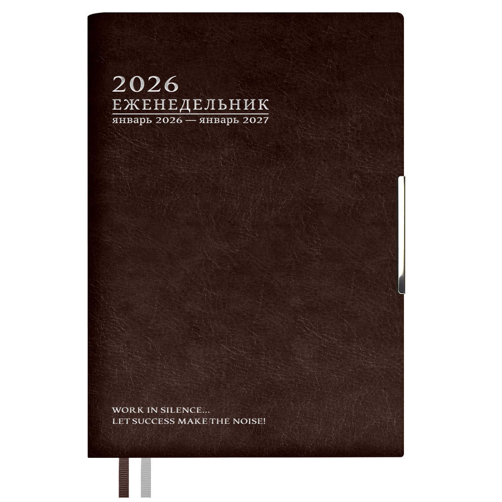 Еженедельник датированный 2026 ESCALADA, А6+, 80 л., арт. 70342/ 20 ШЕВРЕТ ГЛОСС КОРИЧНЕВЫЙ