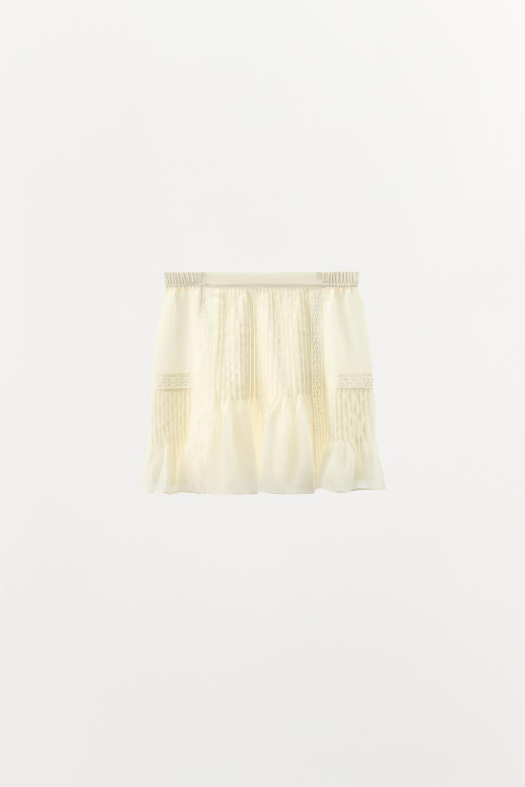 LACE TRIM PLEATED SKIRT - Zara фото 4