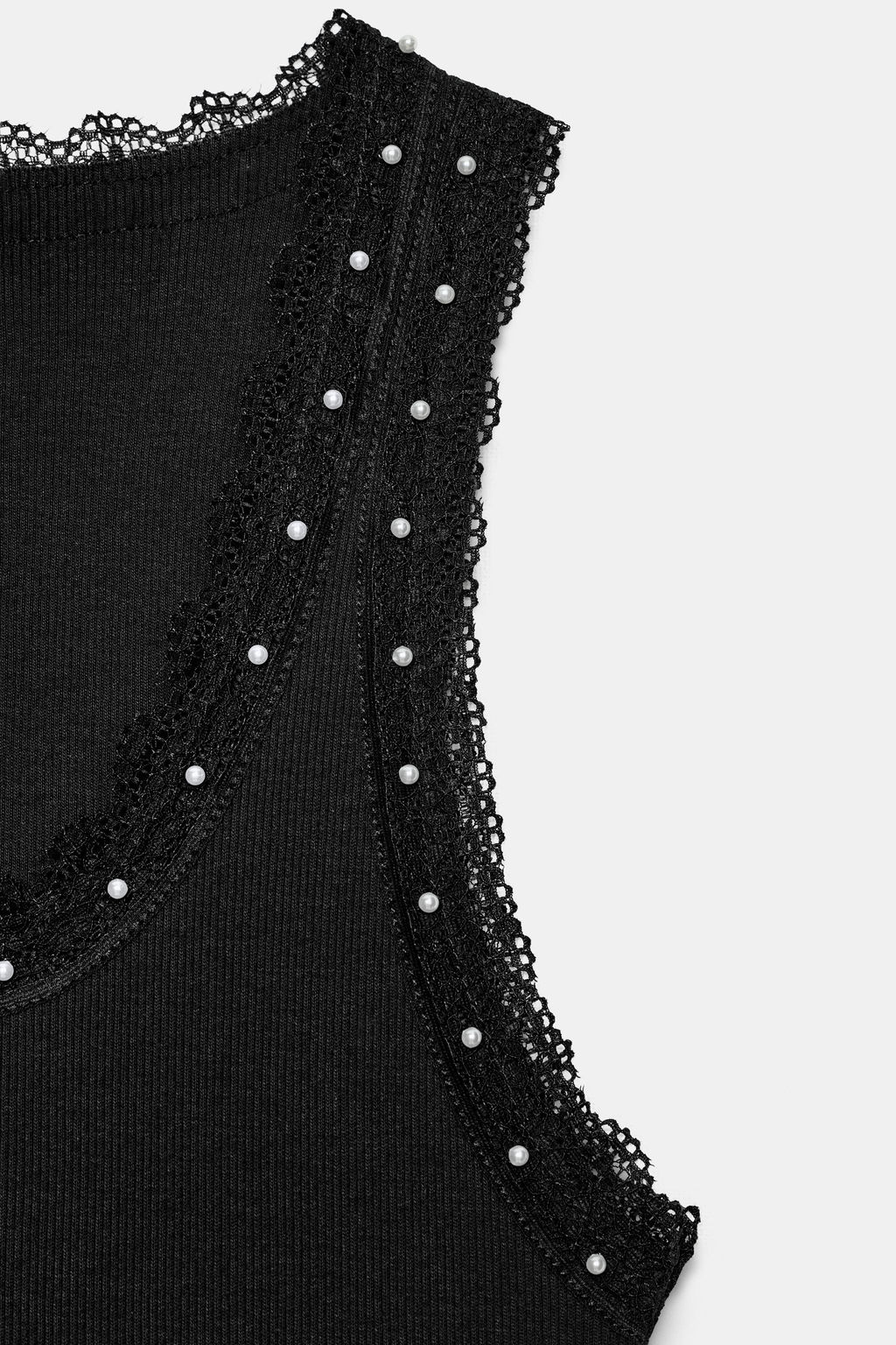 TOP PERLAS ENCAJE / Negro