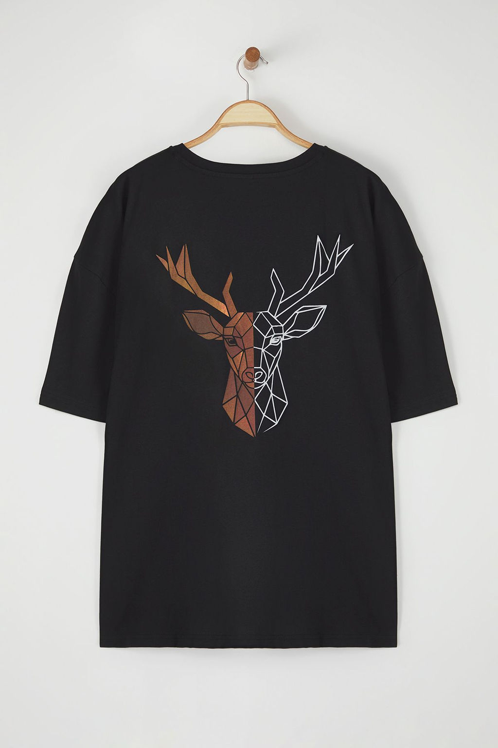 TRENDYOL MAN Siyah Buyuk Beden Oversize/Genis Kesim Hayvan Bask?l? %100 Pamuk T-Shirt TMNSS25BF00026 - Trendyolmilla фото 2