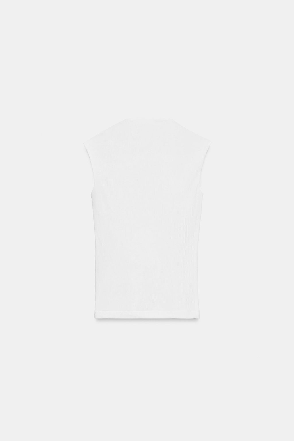 CAMISETA RIB ESCOTE PICO / Blanco - Zara фото 5
