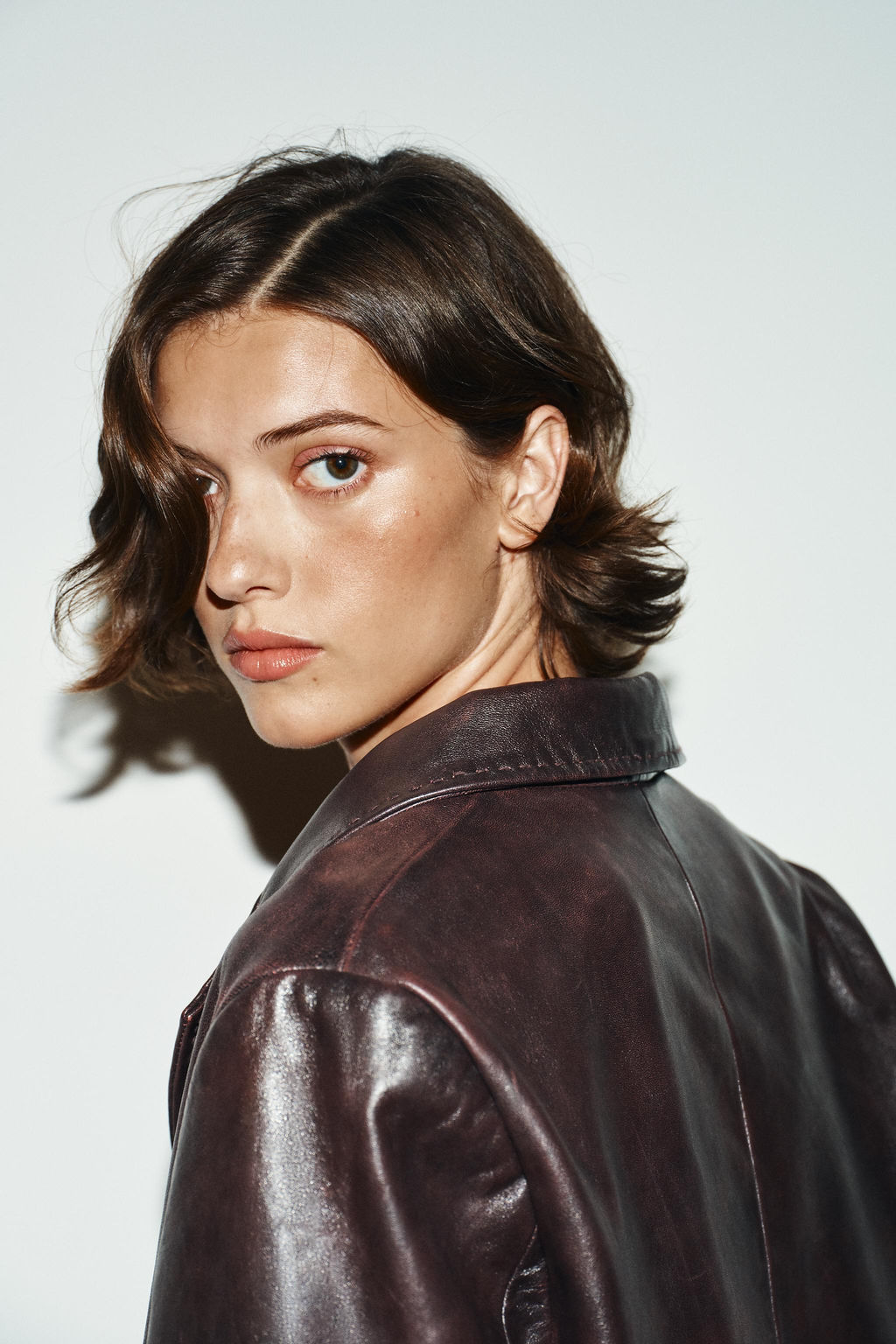 100% LEATHER STITCHED COAT - Zara фото 3