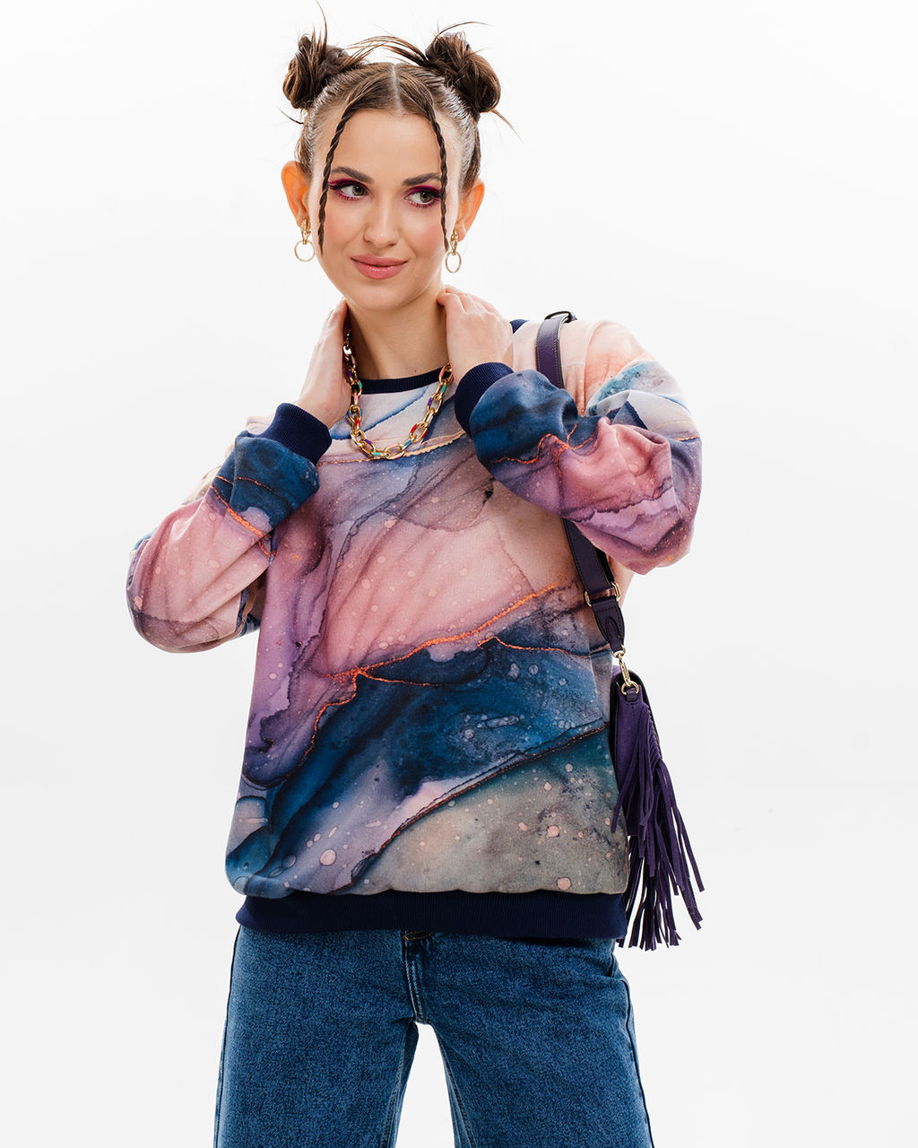 Удлинённый свитшот с принтом SNK001 - Sahar art lab фото 4