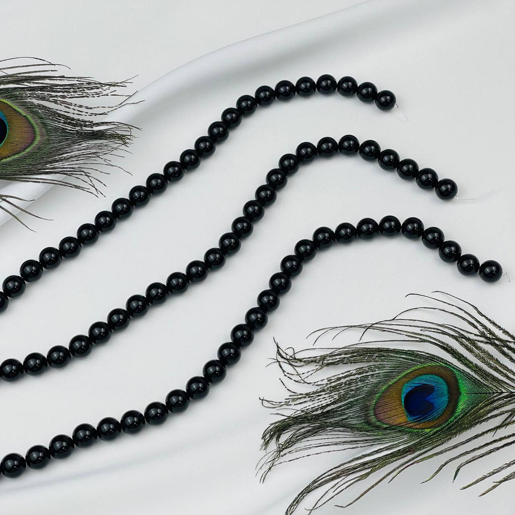 Бусины для украшений из черного Агата (38 бусин)